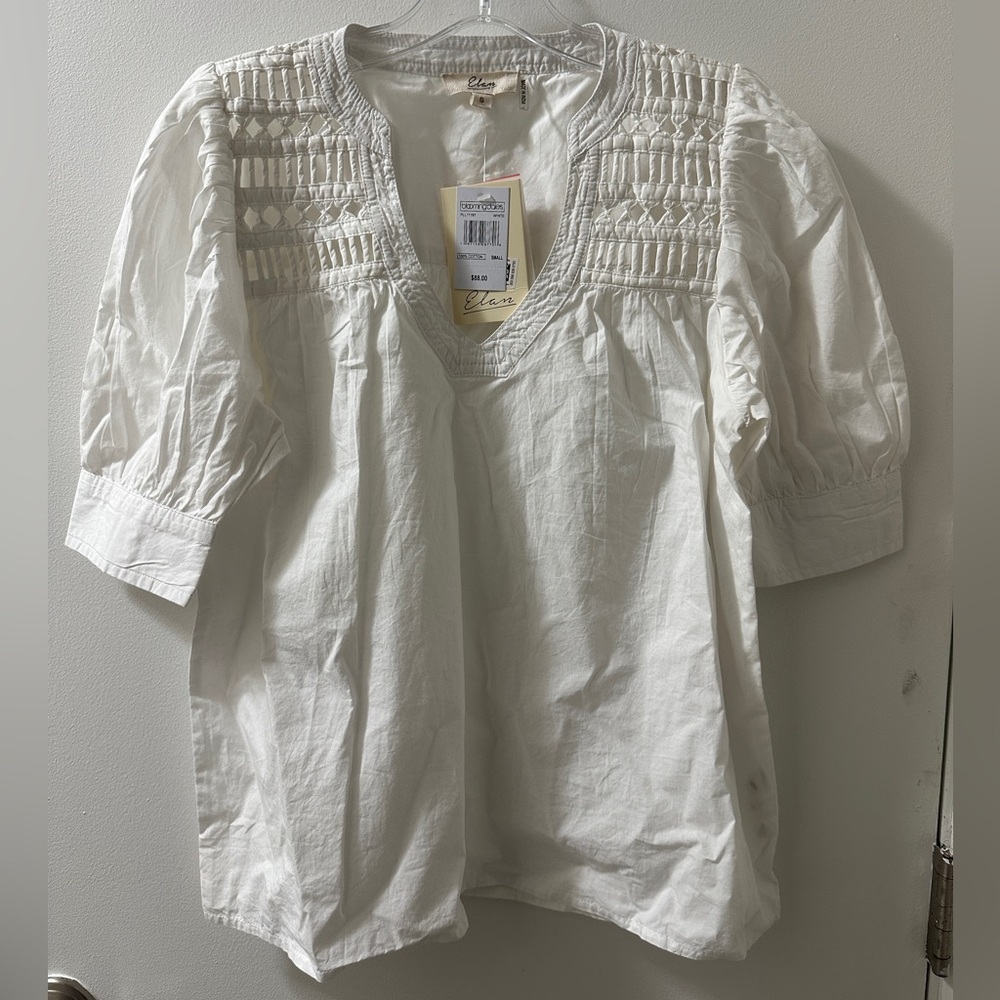 Elan White Textured Blouse